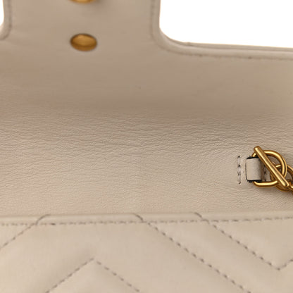 Gucci Calfskin Matelasse Super Mini GG Marmont Shoulder Bag White 10 of 12