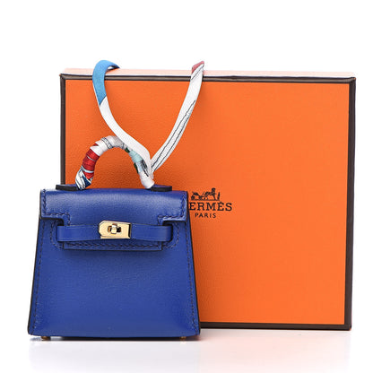 Hermes Tadelakt Mini Kelly Twilly Bag Charm Bleu Electrique 5 of 5