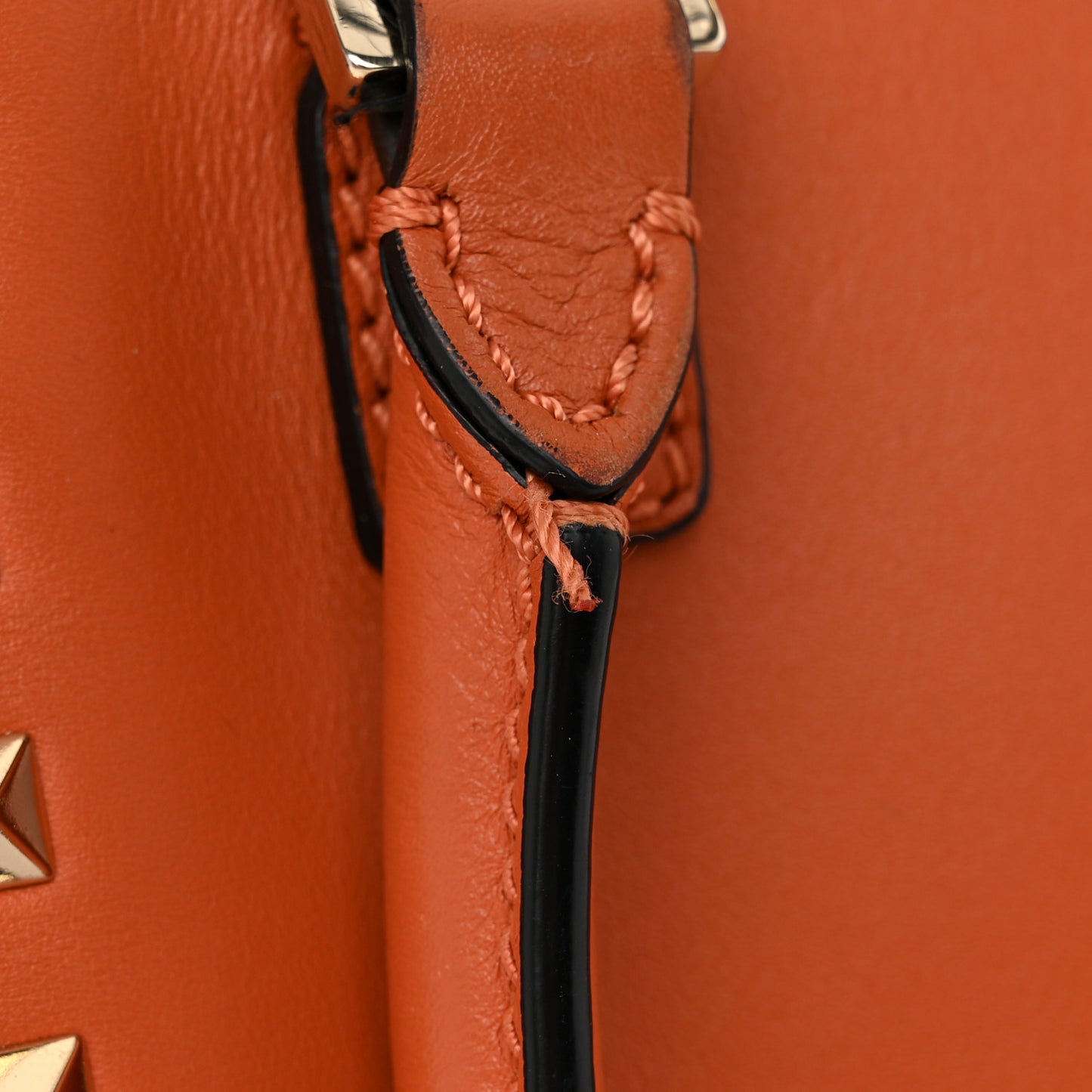 Vitello MIni Rockstud Double Handle Tote Orange
