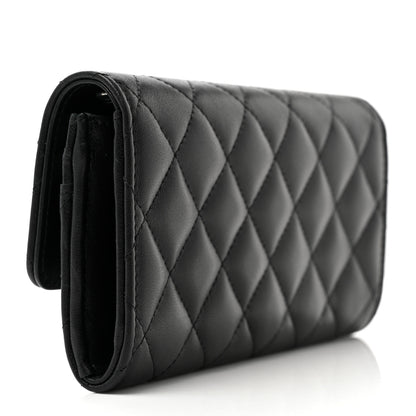 Chanel Lambskin Quilted Crystal CC Medium Flap Wallet Black 3 of 9