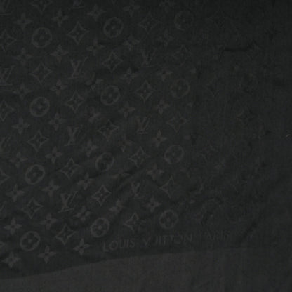 Louis Vuitton Silk Wool Monogram Shawl Black 4 of 7