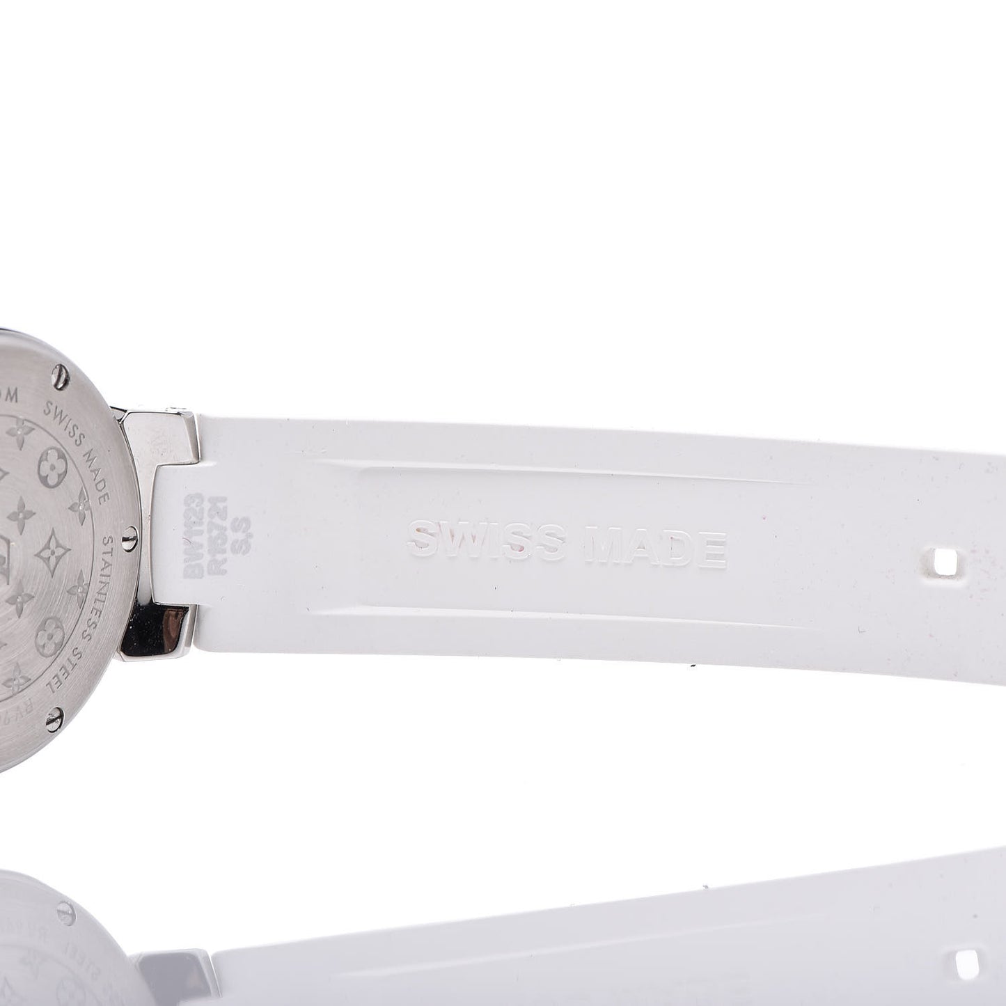 Stainless Steel Rubber Diamond Pink Mother of Pearl 28mm Tambour Quartz Watch