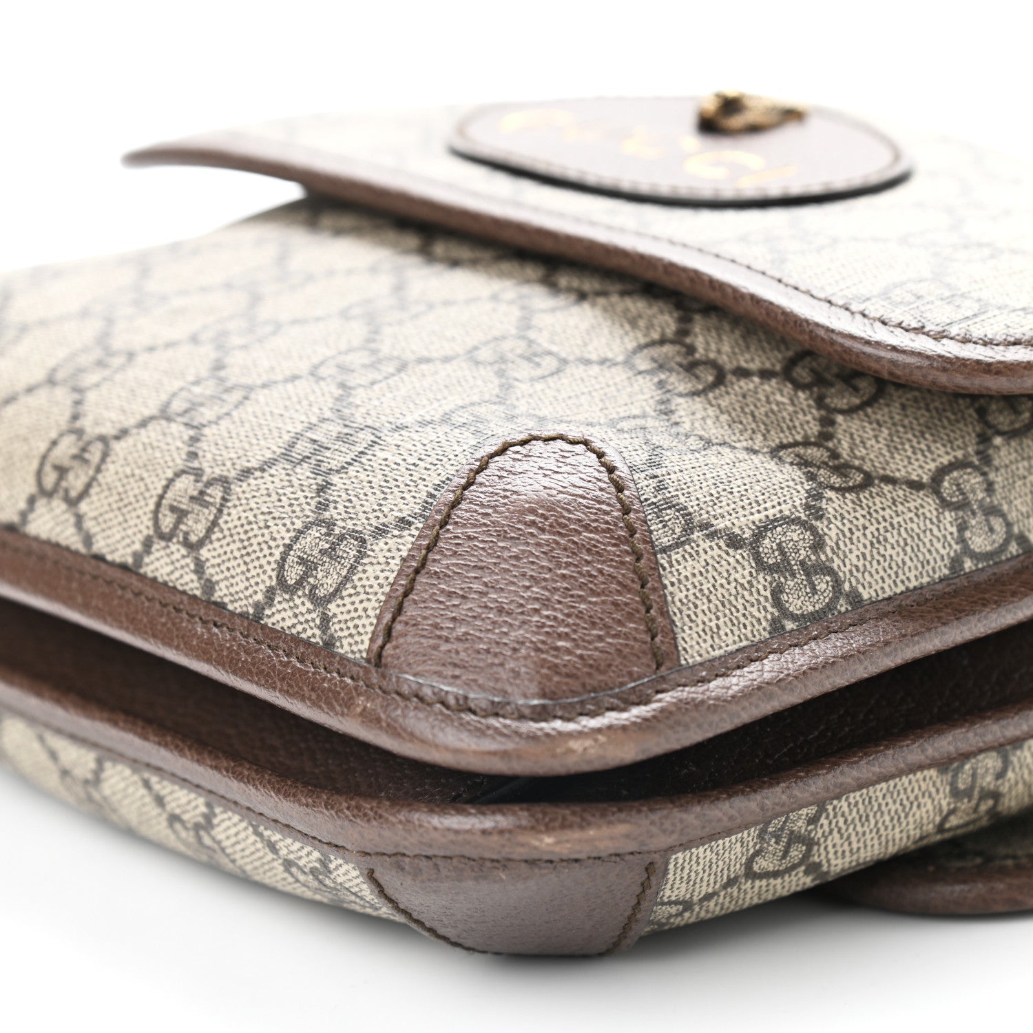 Gucci GG Supreme Monogram Web Small Neo Vintage Double Flap Messenger Bag Beige New Acero 8 of 11