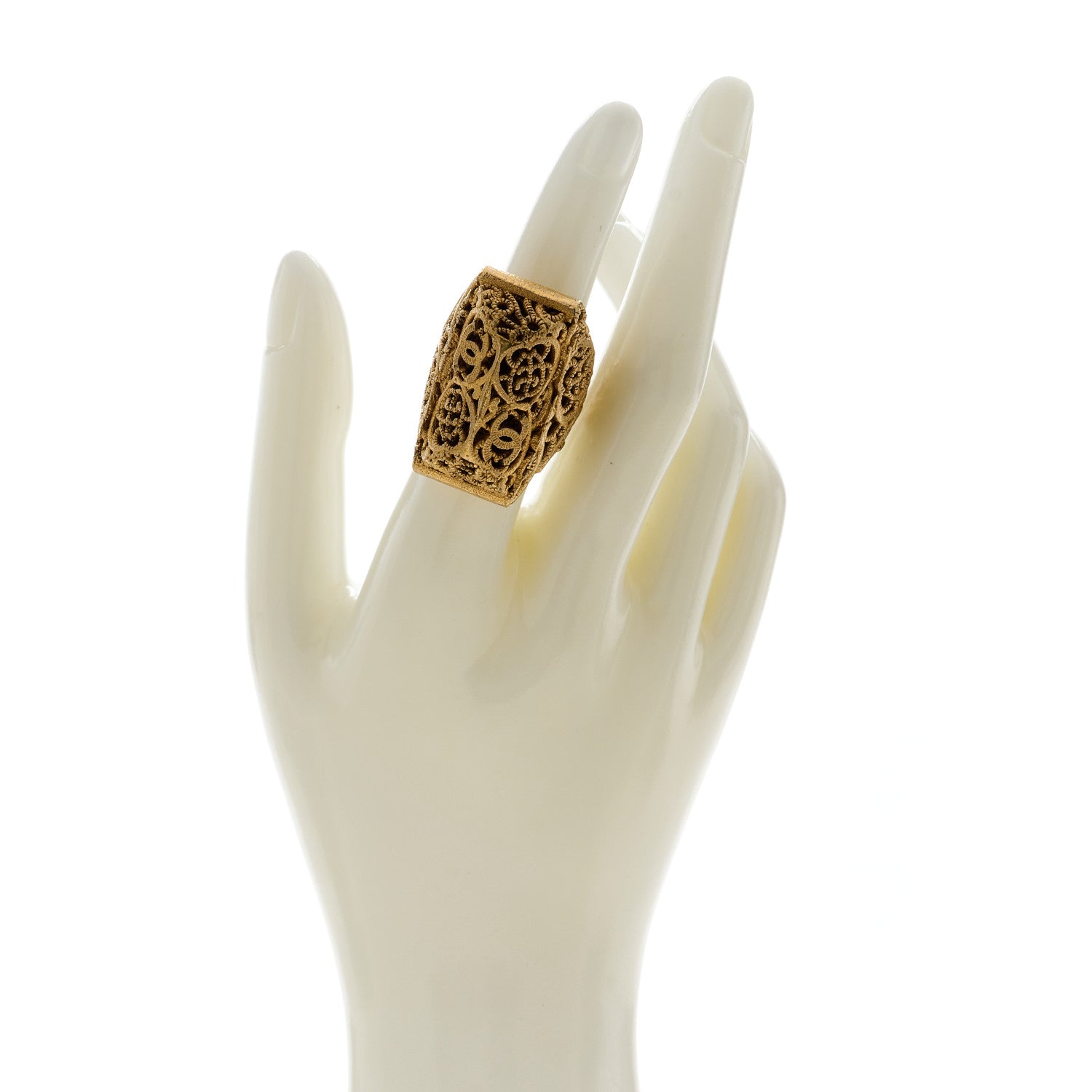 Chanel Baroque CC Ring 52 6 Gold 2 of 6
