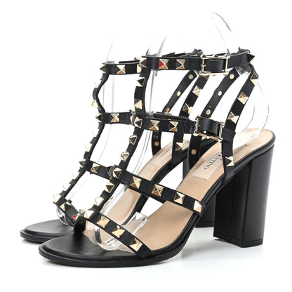 Valentino Garavani Calfskin Rockstud 90mm City Sandals 36 Black 3 of 10