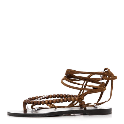 Saint Laurent Suede Wood Gia Sandals 37.5 Land 1 of 8