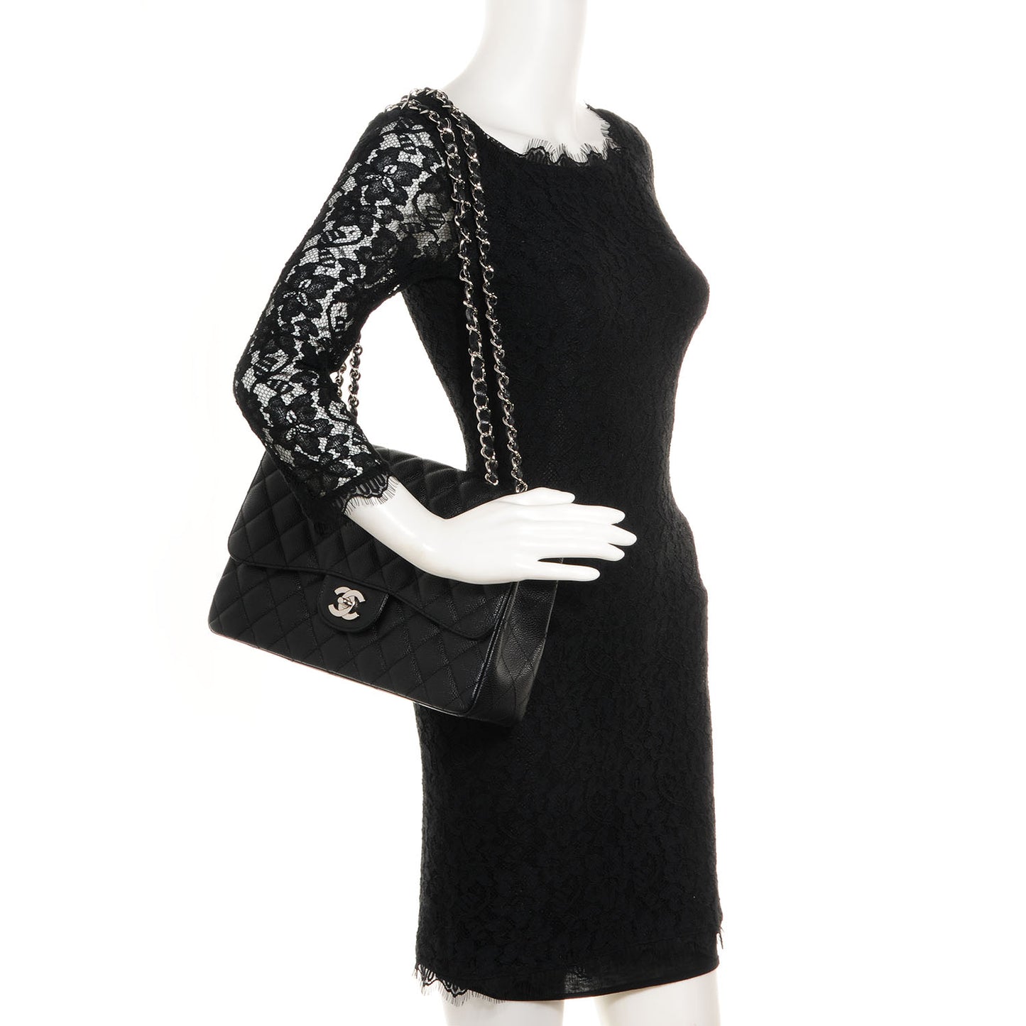 Caviar Jumbo Single Flap Black