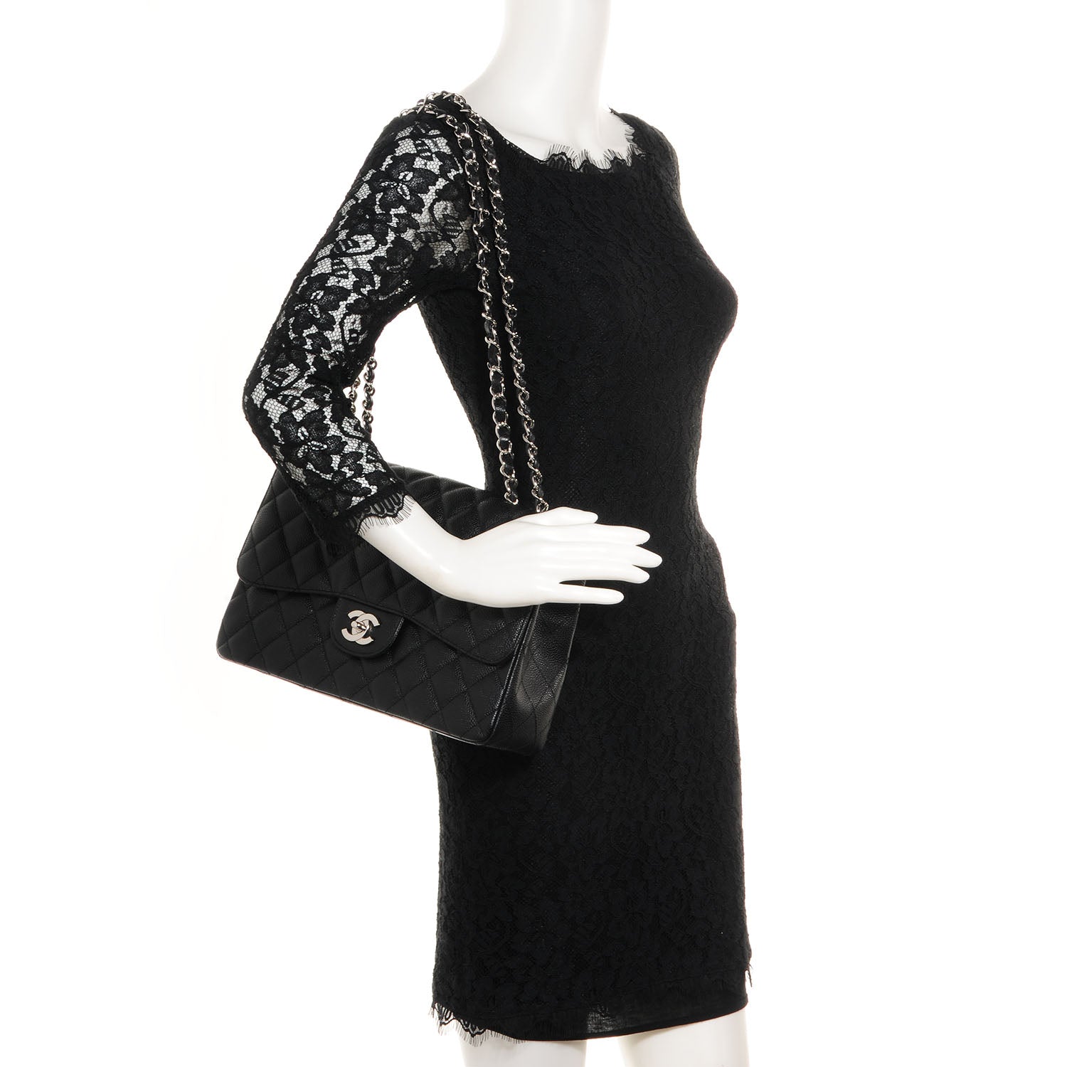 Chanel Caviar Jumbo Single Flap Black 2 of 7