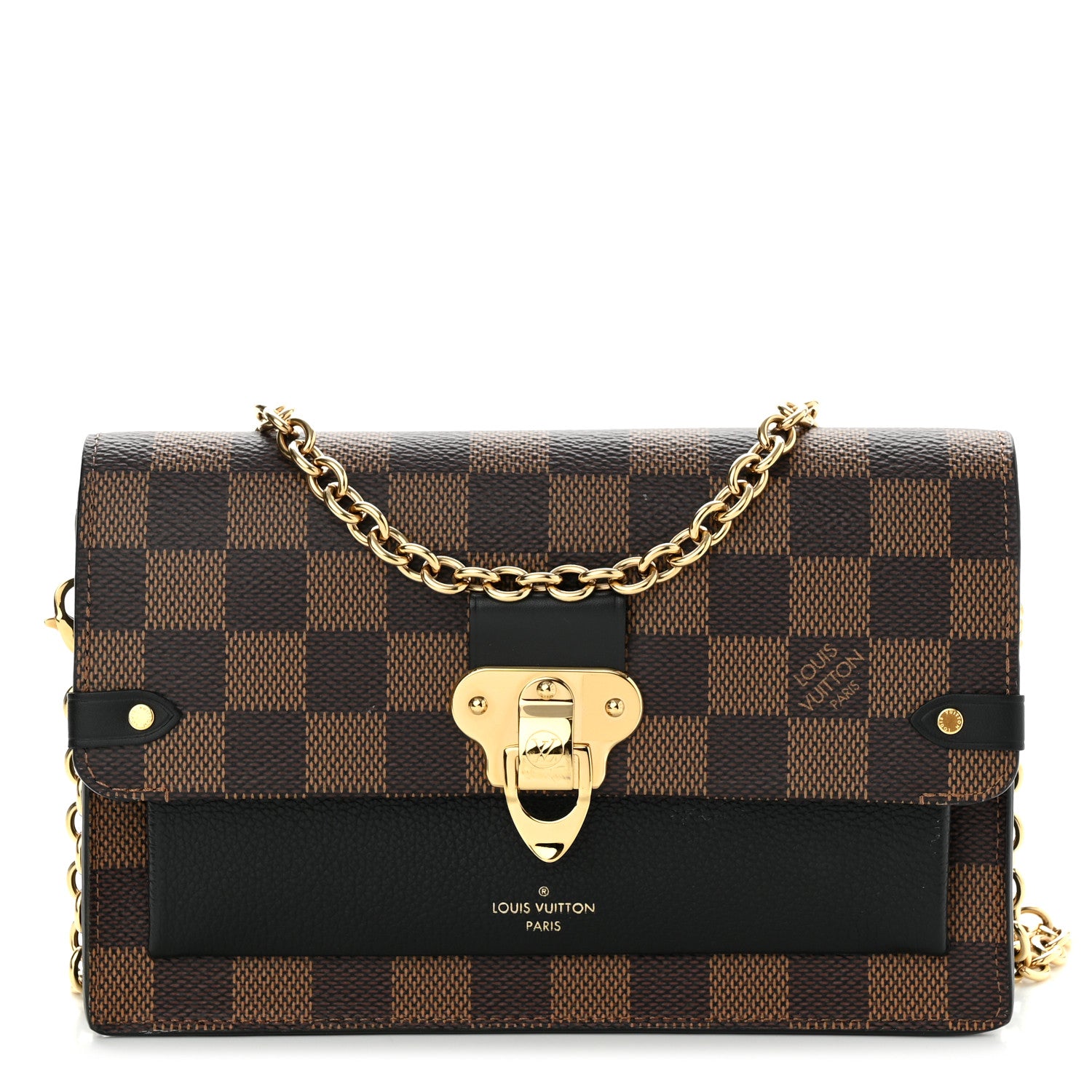 Louis Vuitton Damier Ebene Vavin Chain Wallet Black 1 of 10