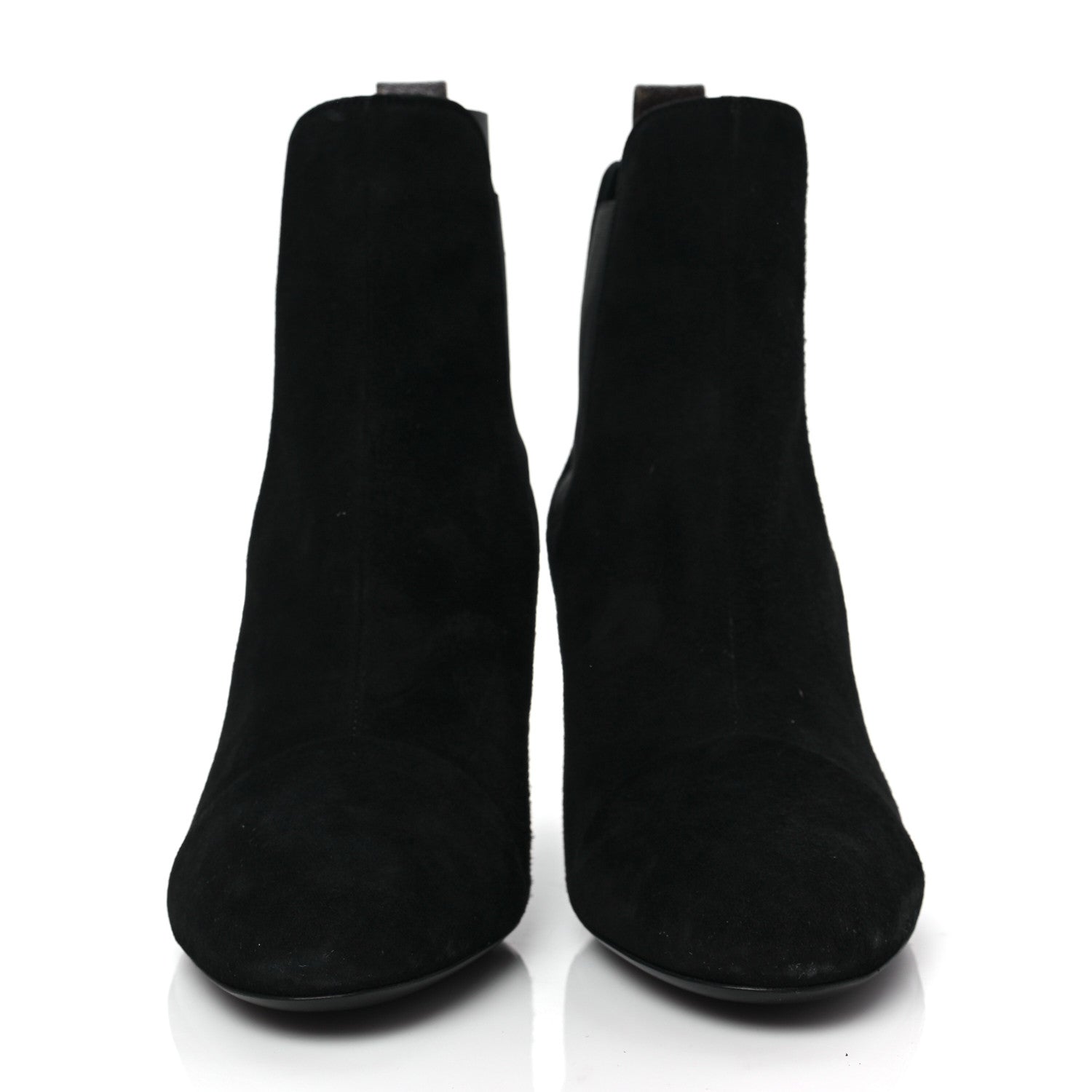 Louis Vuitton Suede Monogram Uniformes Cap Toe Chelsea 75mm Ankle Boots 38.5 Black 2 of 7