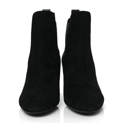 Louis Vuitton Suede Monogram Uniformes Cap Toe Chelsea 75mm Ankle Boots 38.5 Black 2 of 7