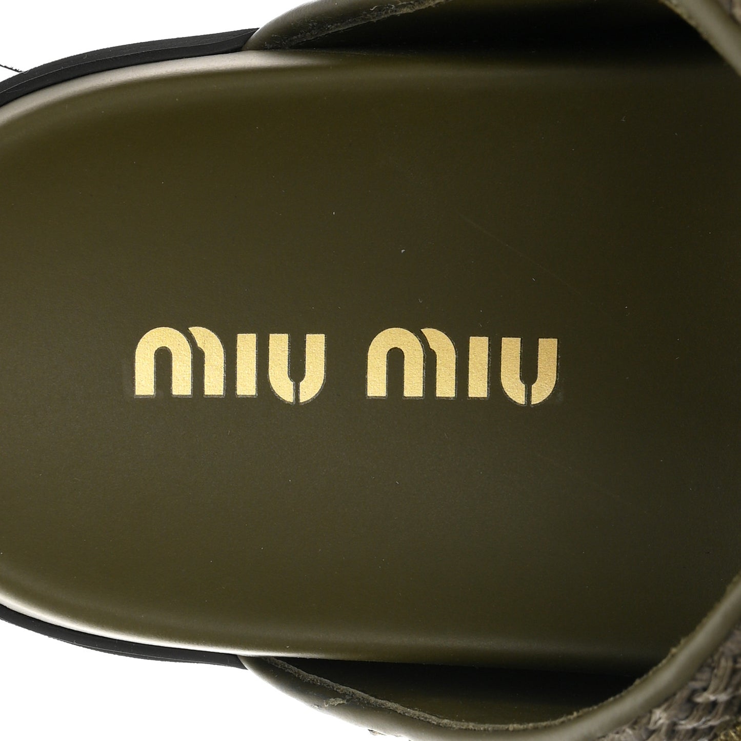 Raffia Logo Slide Sandals 38.5 Militare
