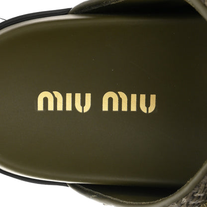 Miu Miu Raffia Logo Slide Sandals 38.5 Militare 8 of 10