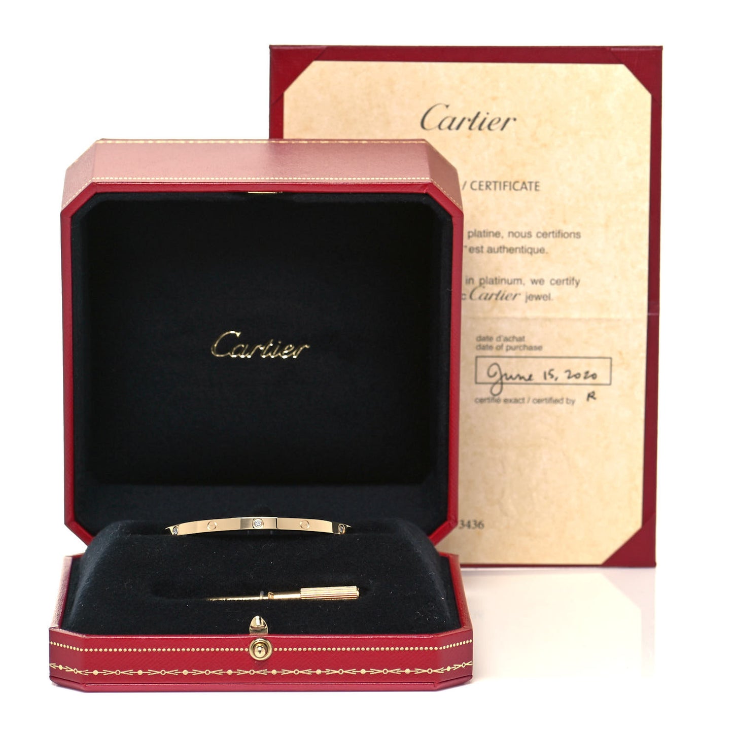 18K Yellow Gold 6 Diamond Small LOVE Bracelet 16
