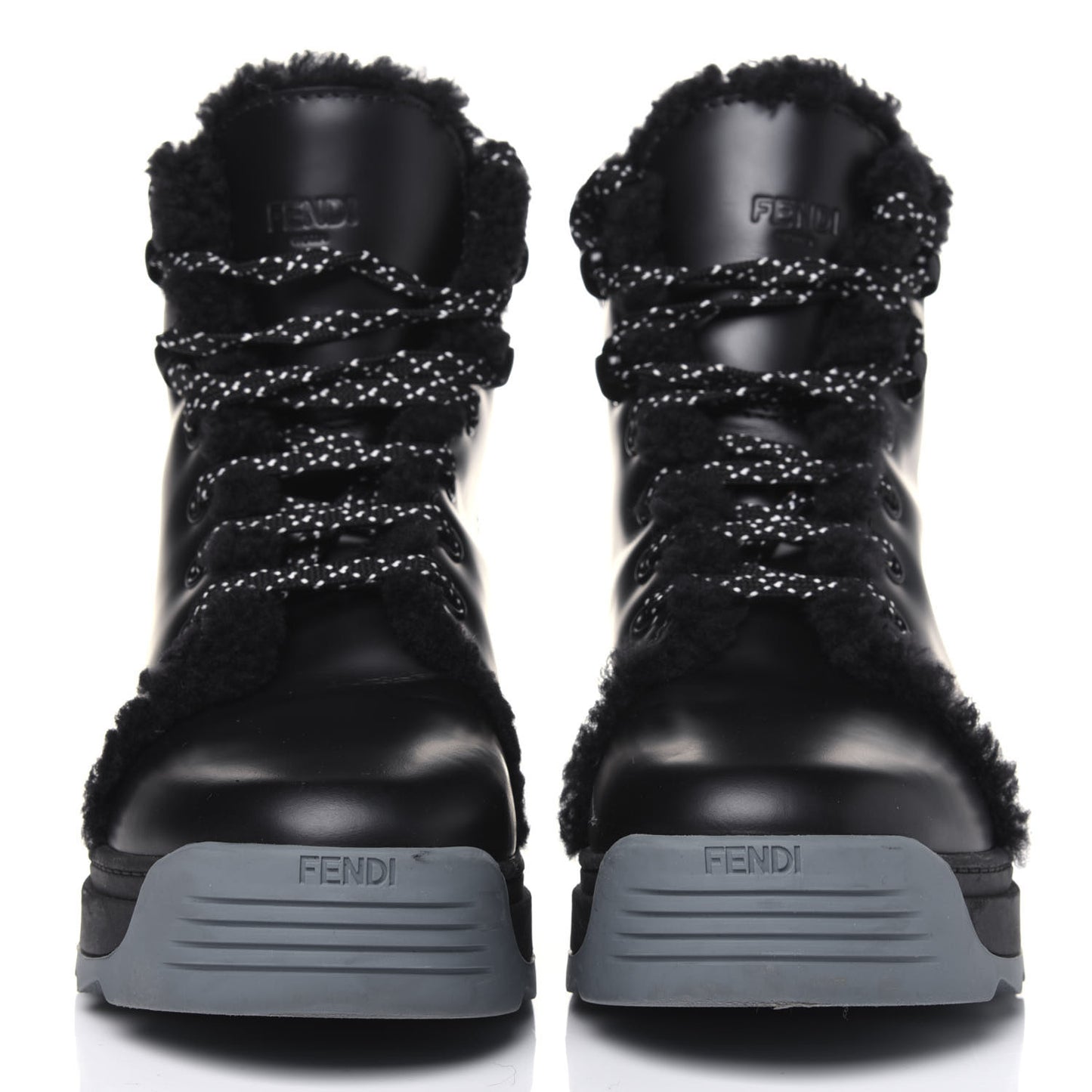 Vitello Spazzolato Shearling Womens Lace Up Biker Boots 37 Black Navy Blue White