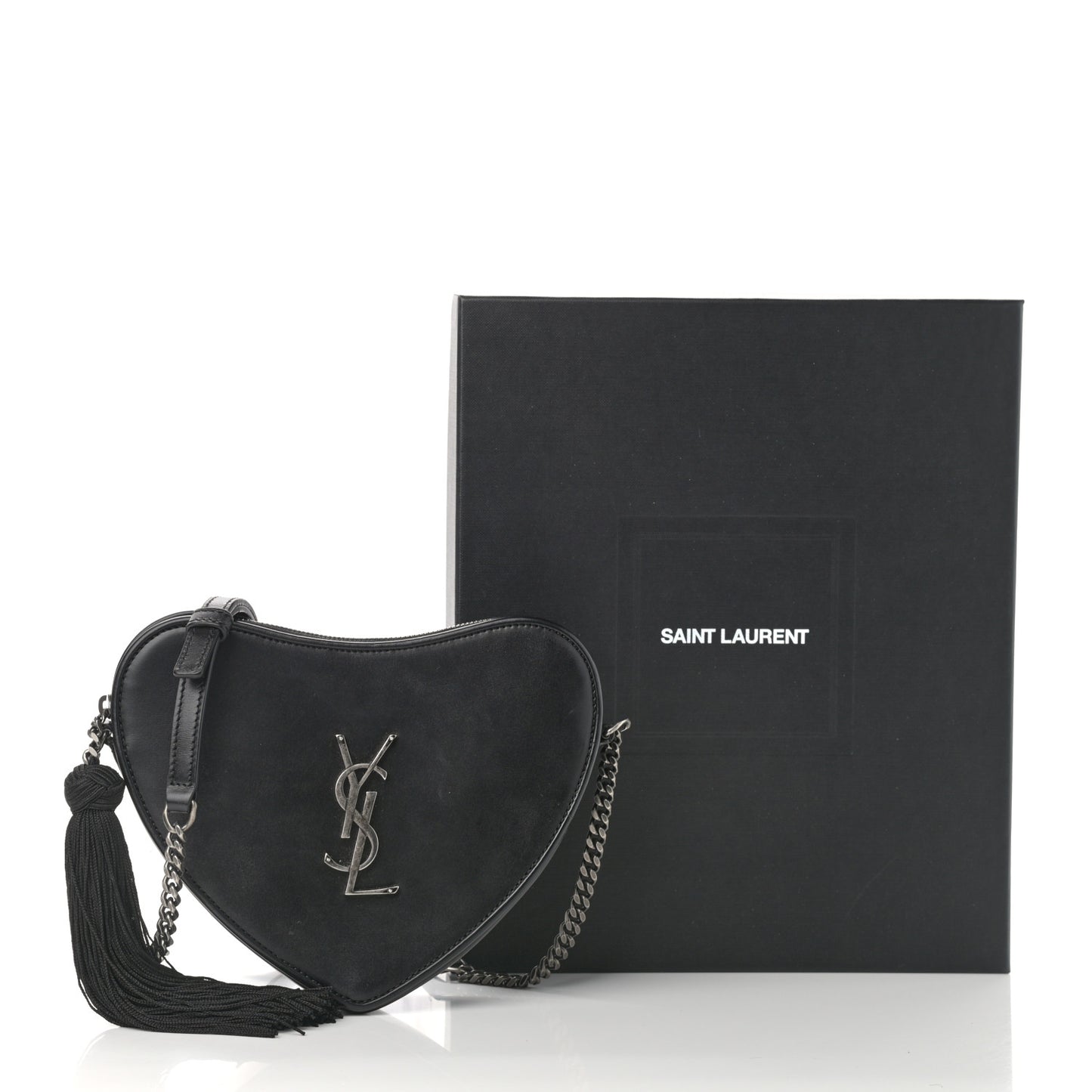 Calfskin Heart Monogram Crossbody Black