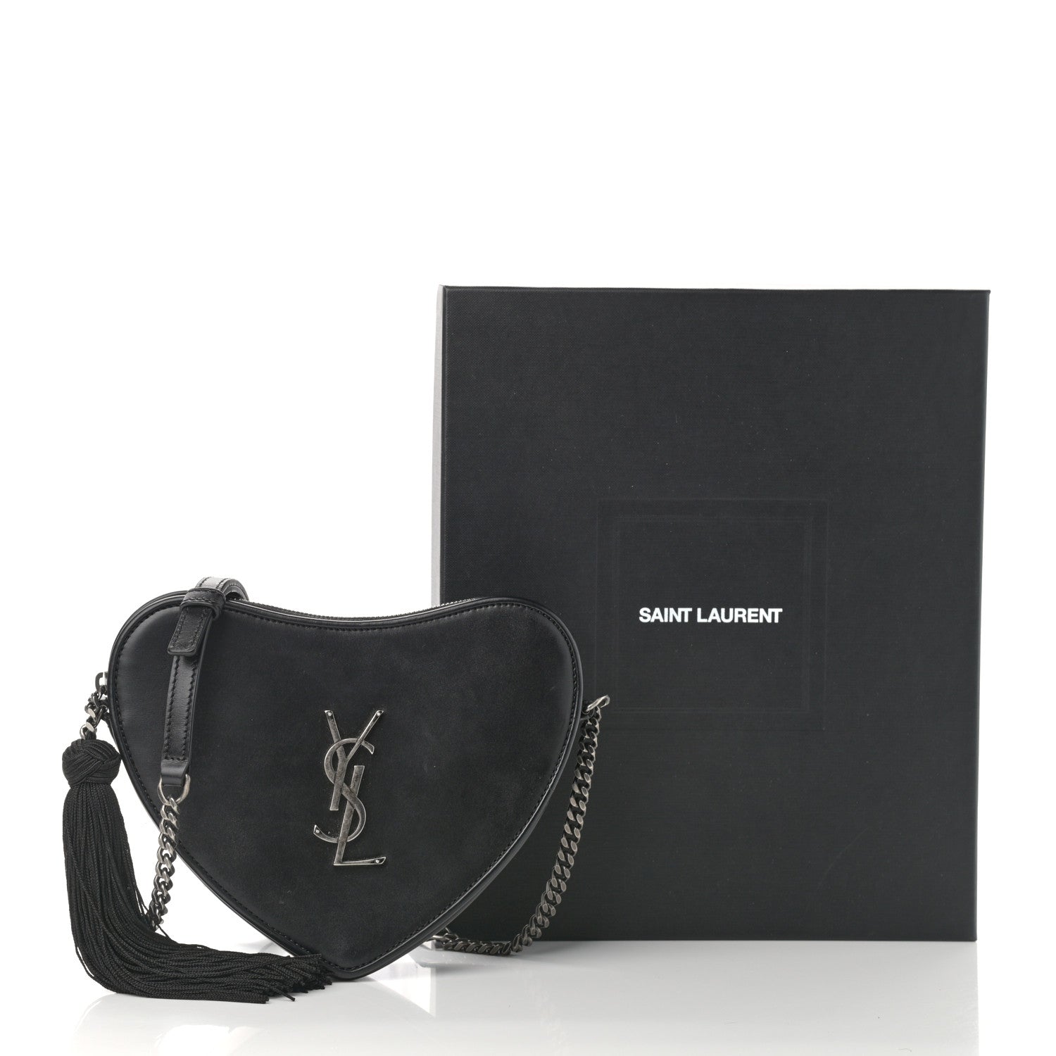 Saint Laurent Calfskin Heart Monogram Crossbody Black 12 of 12