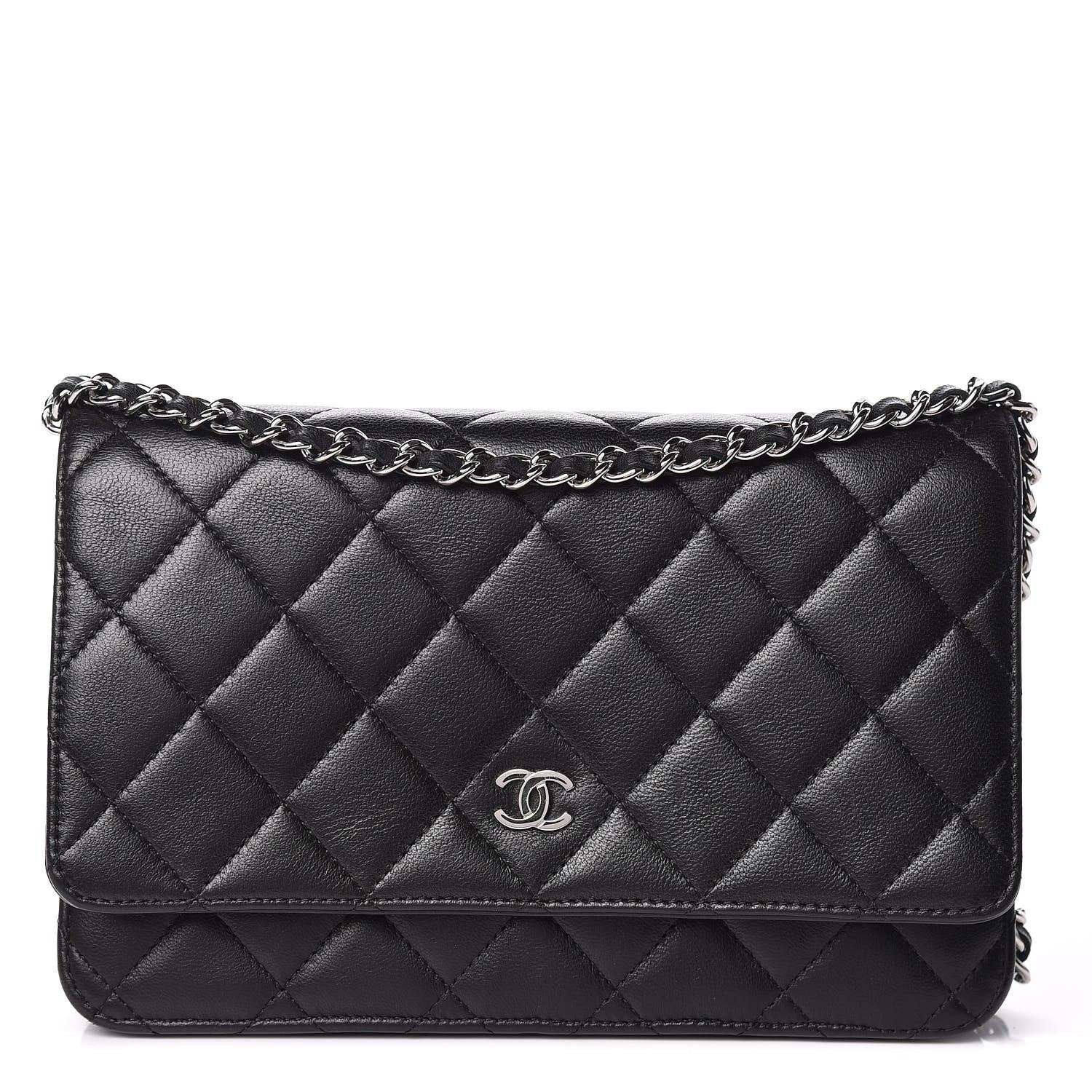 Chanel Lambskin Quilted Wallet On Chain WOC Black 1 of 11