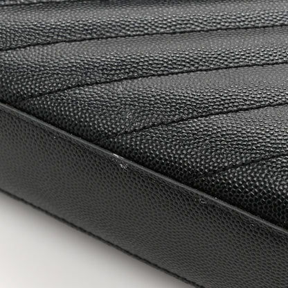 Saint Laurent Grain De Poudre Matelasse Chevron Medium Monogram Satchel Black 14 of 14