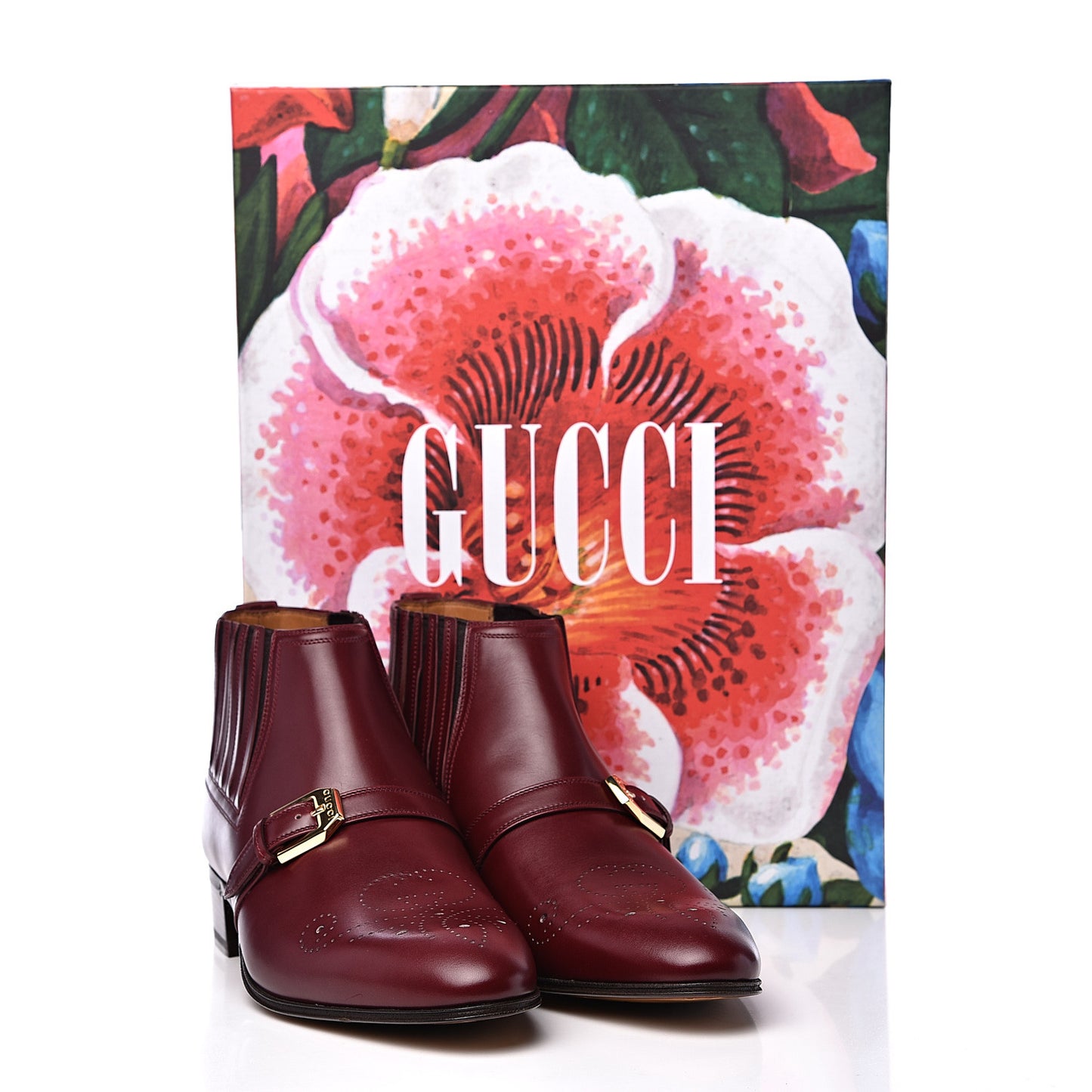 New Waxed Calfskin Mens G Medallion Toe Ankle Boots 6.5 Red Bordeaux