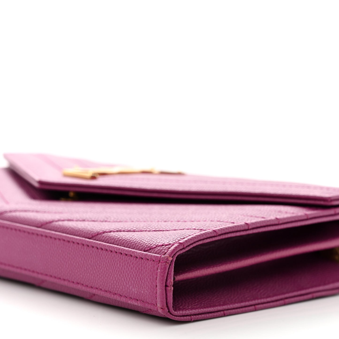 Grain De Poudre Matelasse Chevron Monogram Chain Wallet Dark Grape