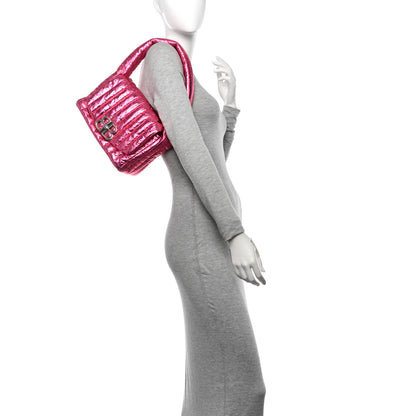 Balenciaga Metallized Crushed Calfskin Quilted Small Monaco Shoulder Bag Pink 2 of 10