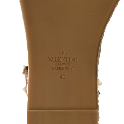 Valentino Garavani Canvas Leopard Print Rockstud Ankle Wrap Espadrille Flatform Sandals 40 Brown 6 of 8