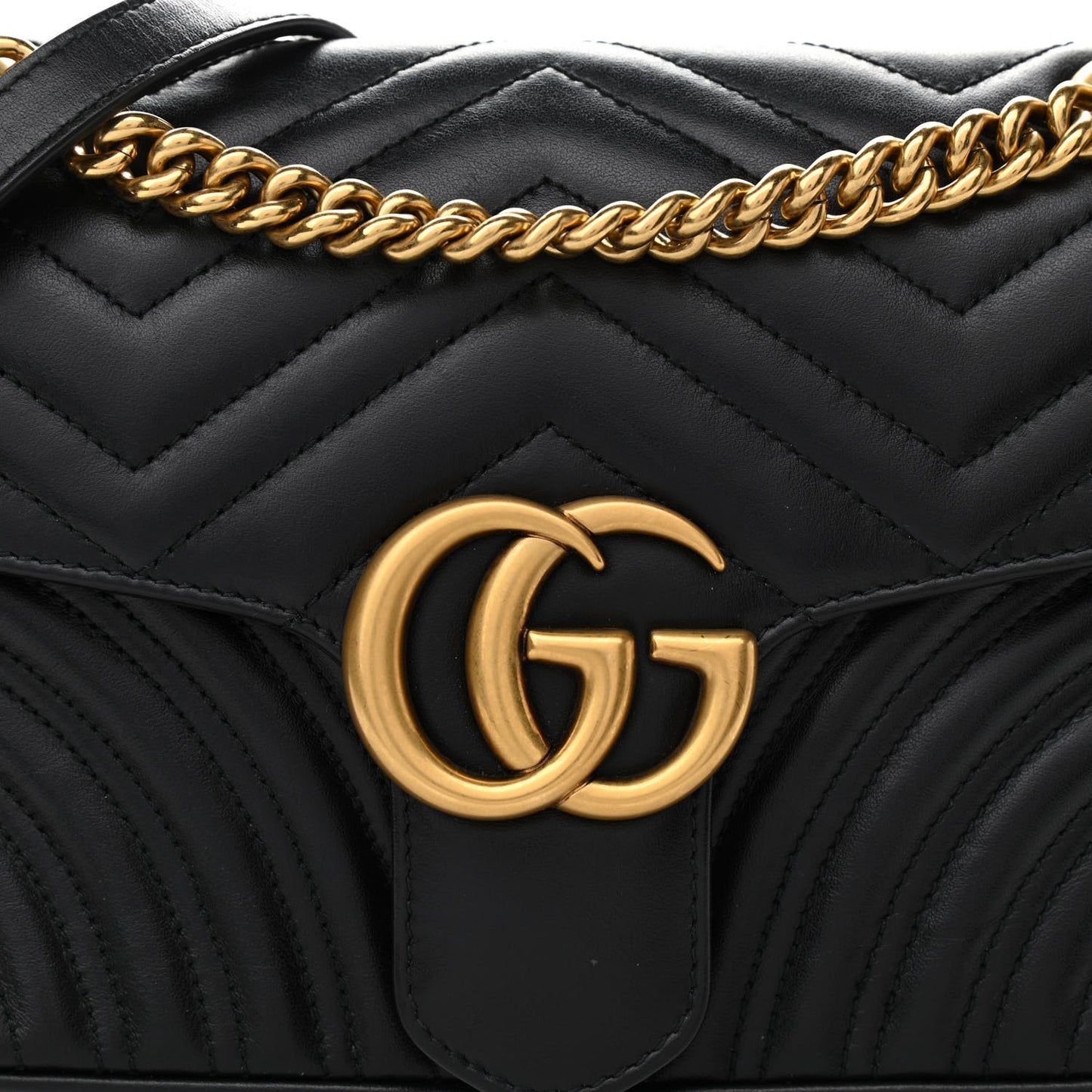Calfskin Matelasse Small GG Marmont Shoulder Bag Black