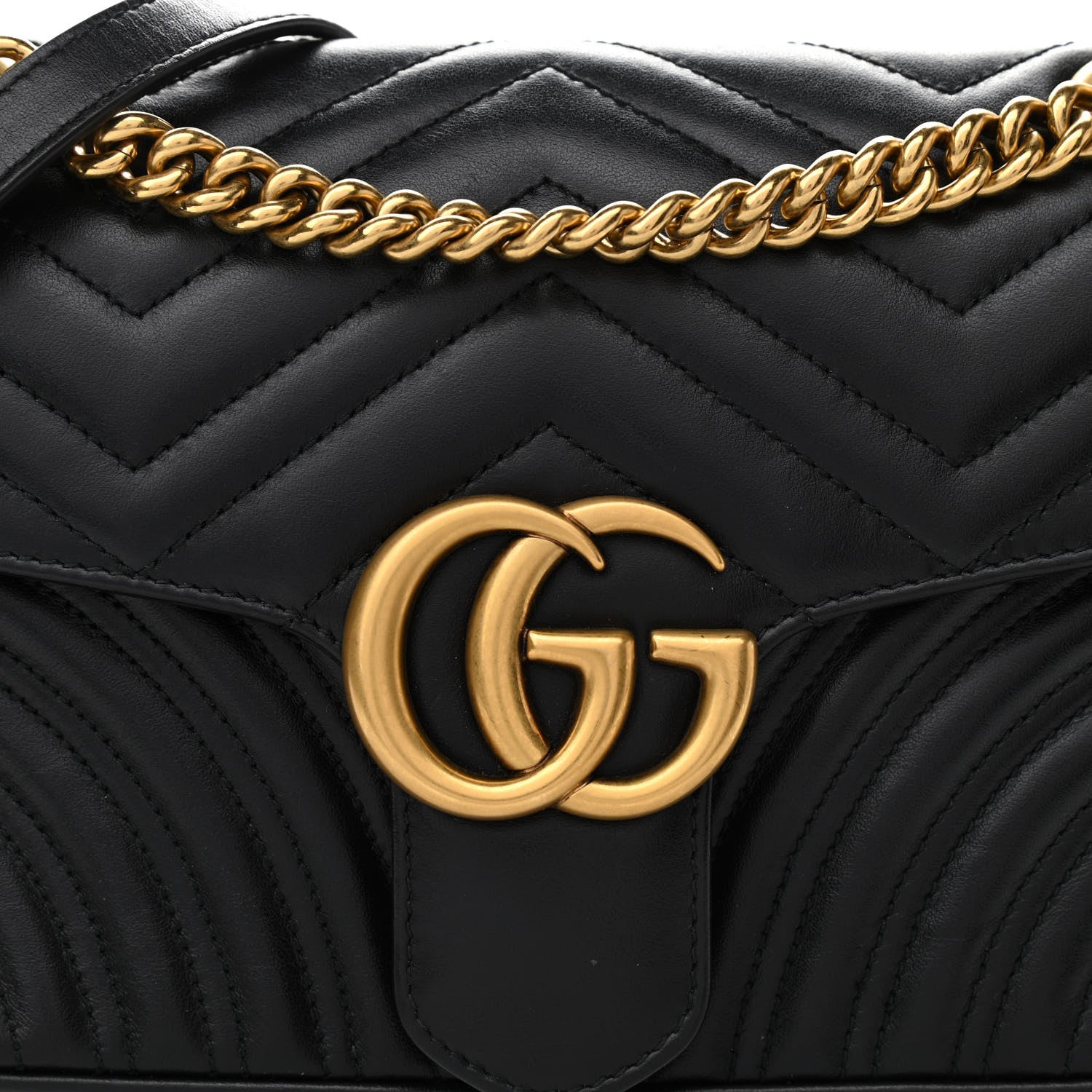 Gucci Calfskin Matelasse Small GG Marmont Shoulder Bag Black 8 of 10