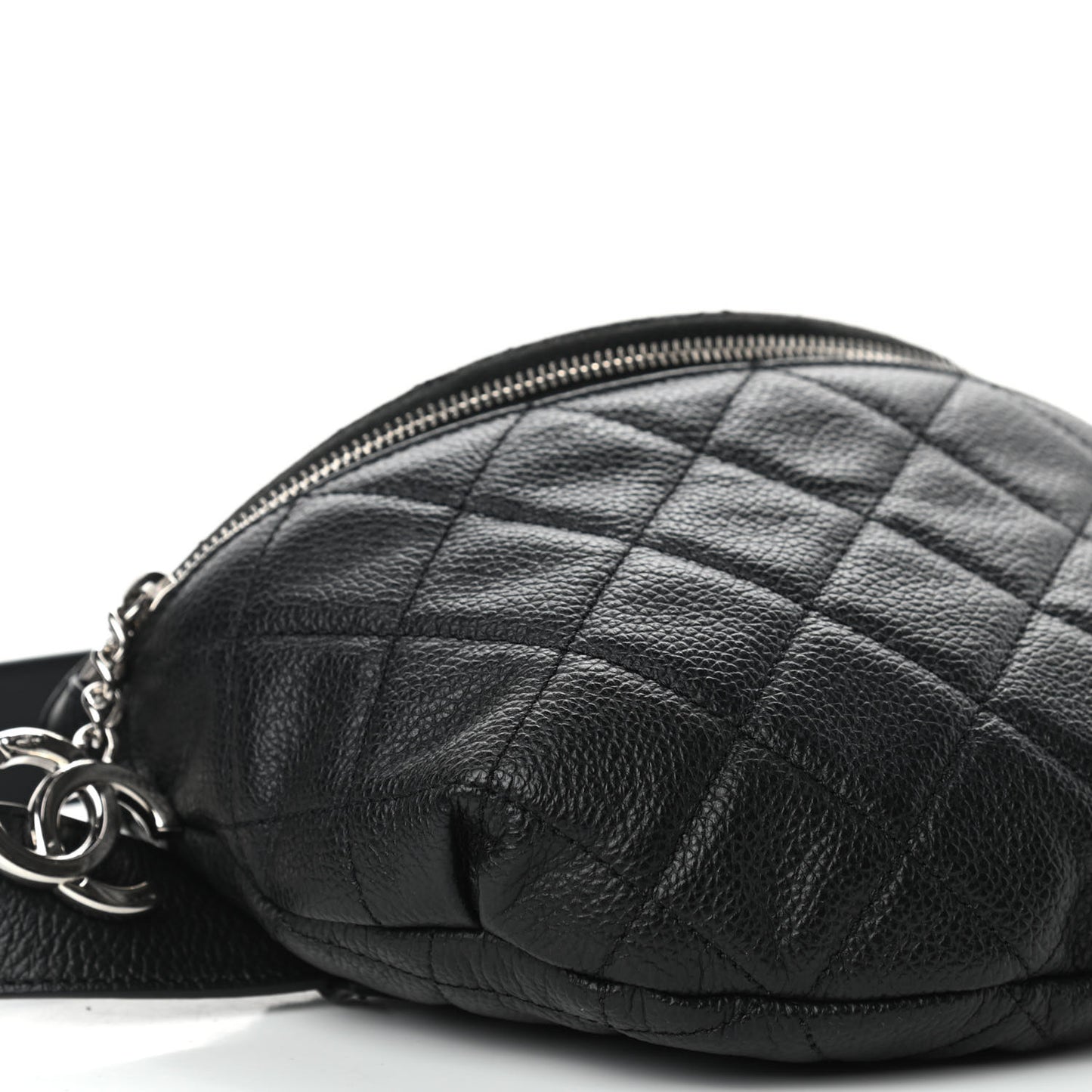 Grained Calfskin Quilted Waist Belt Bag Black