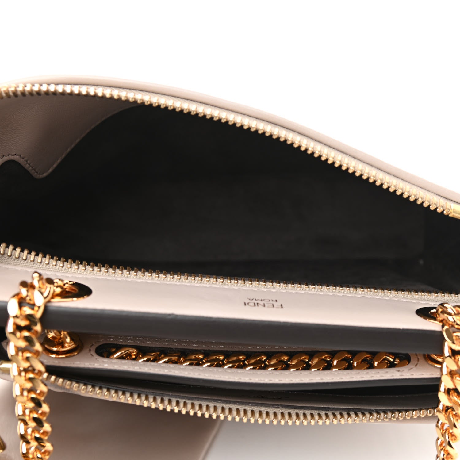 Fendi Shiny Nappa Trapuntata Chain Small DotCom Click Chain Satchel Grigio Polvere 5 of 10