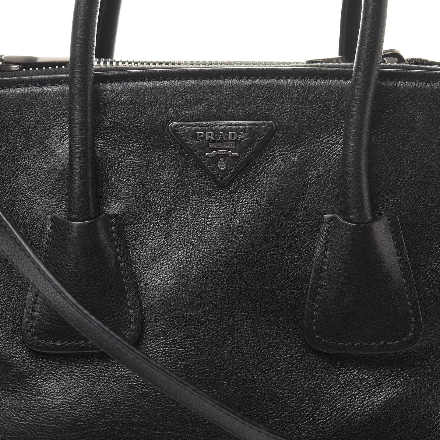Glace Calf Small Twin Pocket Tote Black