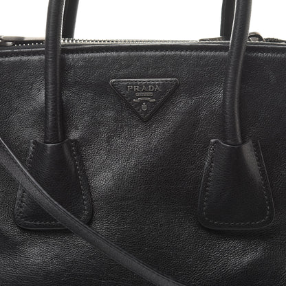 Prada Glace Calf Small Twin Pocket Tote Black 9 of 25