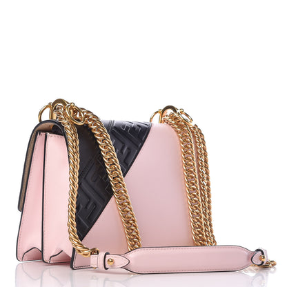 Fendi X FILA Vitello Liberty Mania Bi-Color FF 1974 Embossed Small Kan I Shoulder Bag Black Confetto Multicolor 3 of 11