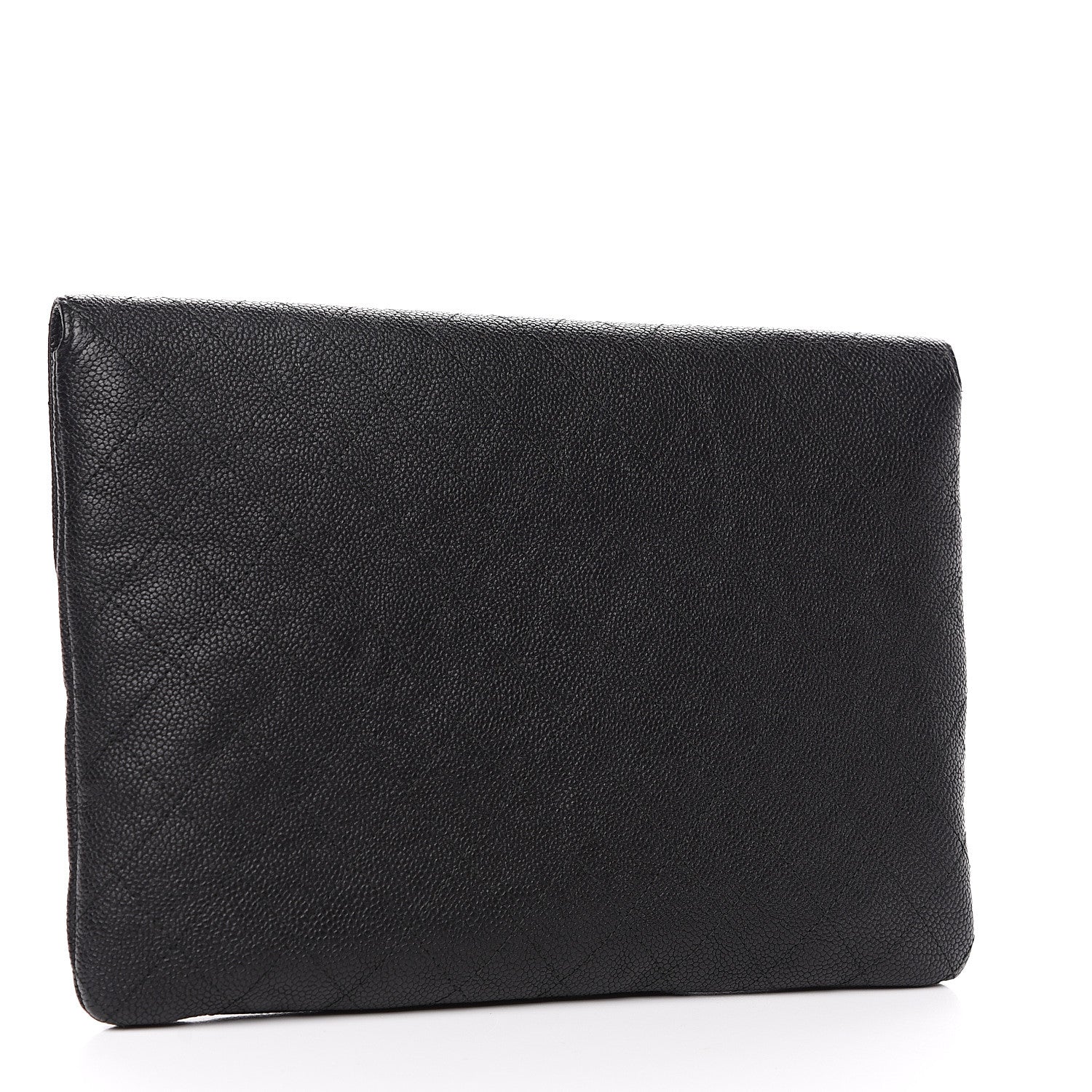 Chanel Caviar Quilted CC Box Flap Pouch Black Blue 2 of 8