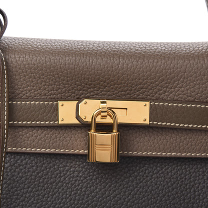 Hermes Taurillon Clemence Horseshoe Kelly Retourne 35 Vert de Gris Etoupe Toundra 11 of 11