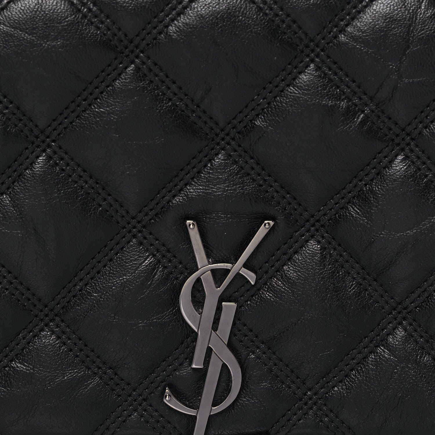 Saint Laurent Lambskin Diamond Quilted Becky Chain Wallet Black 7 of 13
