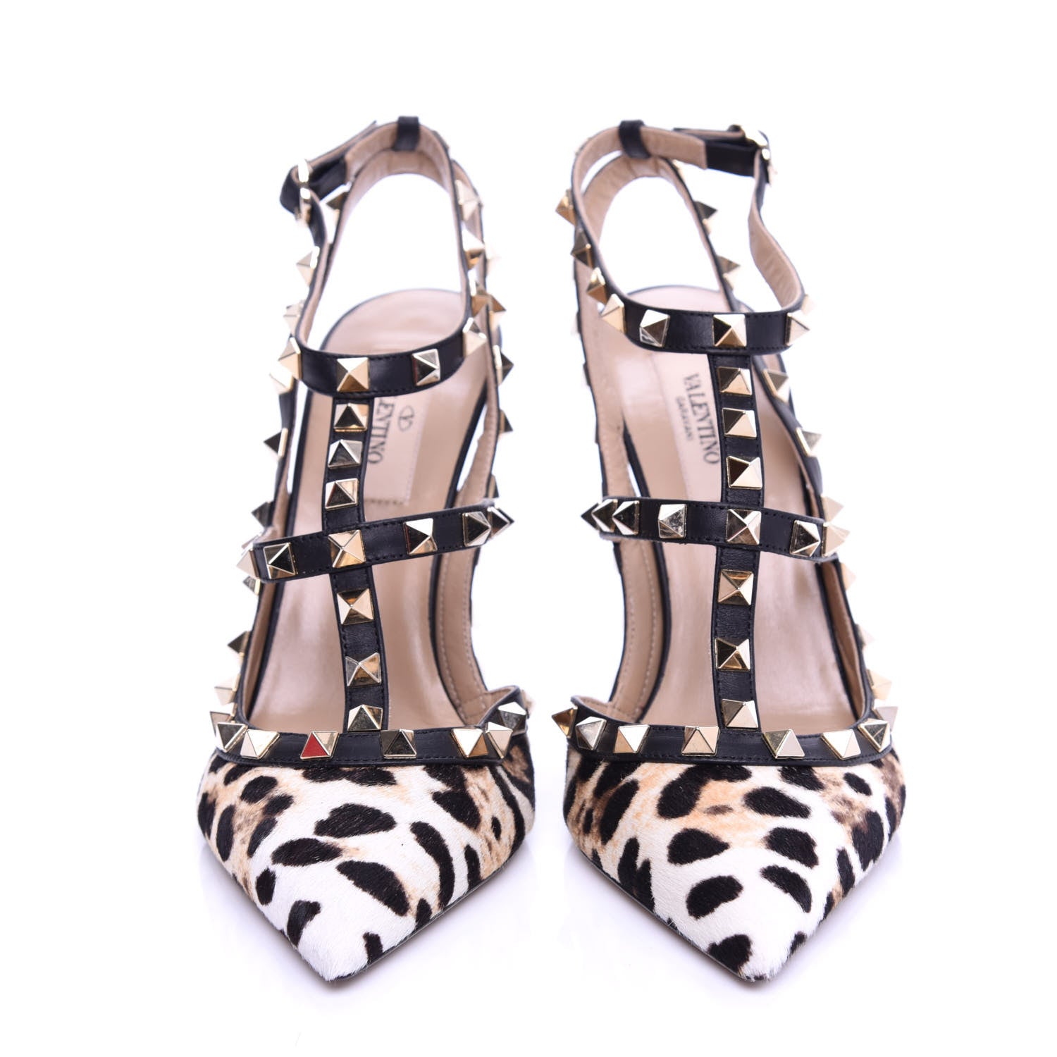 Valentino Garavani Calf Hair Leopard Print Rockstud Ankle Strap 100mm Pumps 37 Testa di Moro 5 of 10
