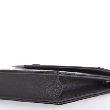 Saint Laurent Grain De Poudre Matelasse Chevron Monogram Envelope Chain Wallet Dark Smog 7 of 11