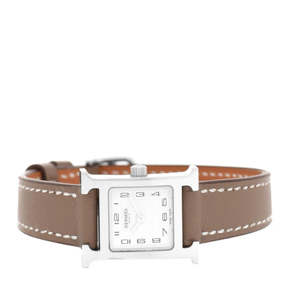 Hermes Stainless Steel Swift 17.2mm Heure H Hour Watch Etoupe 2 of 5