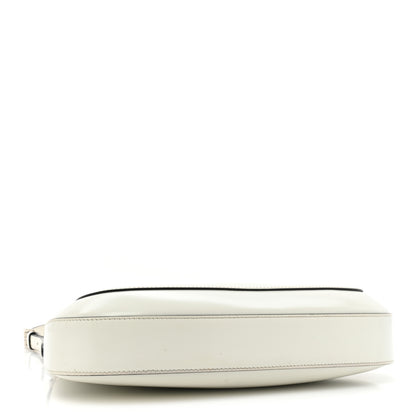 Prada Spazzolato Cleo Flap Adjustable Strap Shoulder Bag White Black 4 of 16