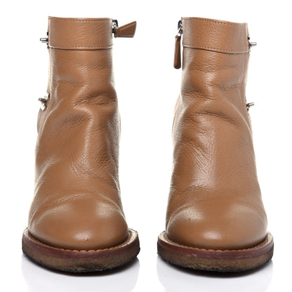 Chanel Goatskin CC Turnlock Ankle Boots 37 Beige 2 of 18