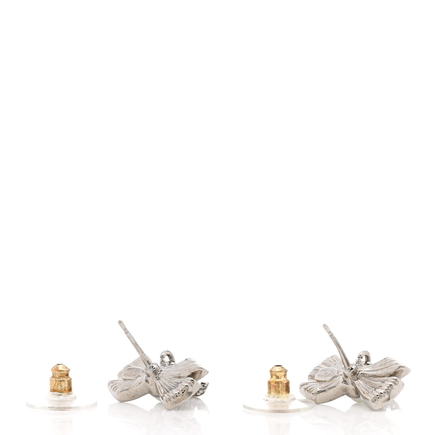 Chanel Crystal Pearl Bow CC Drop Earrings Silver 4 of 5