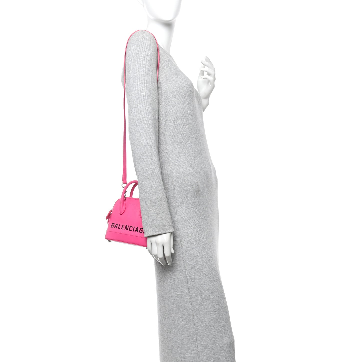 Signature Grained Calfskin Logo XXS Ville Top Handle Bag Fuchsia