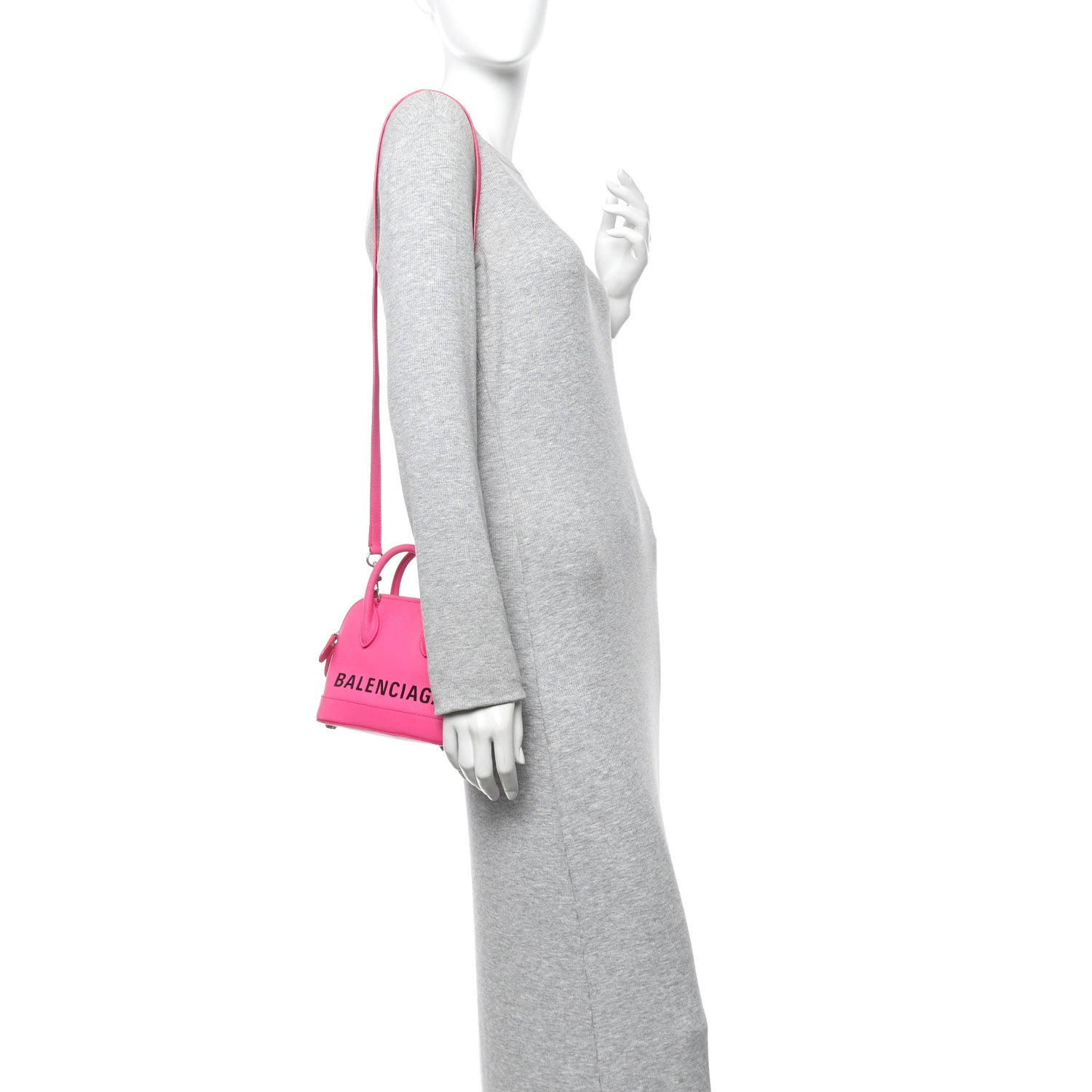 Balenciaga Signature Grained Calfskin Logo XXS Ville Top Handle Bag Fuchsia 2 of 12