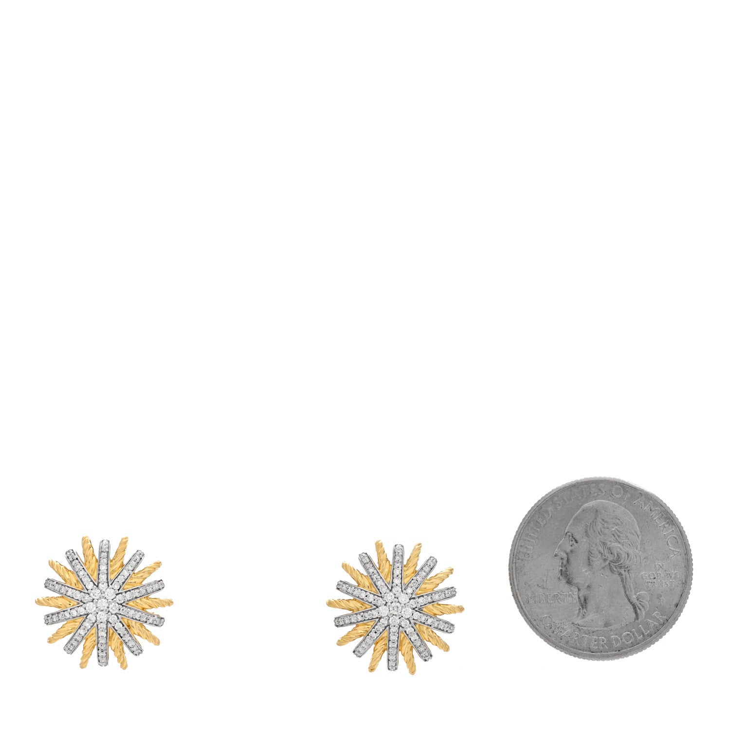 David Yurman 18K Yellow Gold Diamond 18mm Starburst Earrings 2 of 4