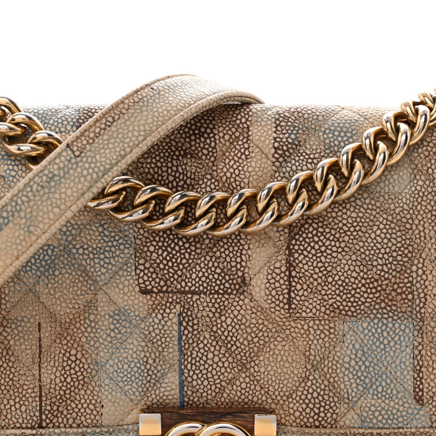 Chanel Painted Caviar Quilted Medium Boy In Cuba Flap Blue 8 of 11