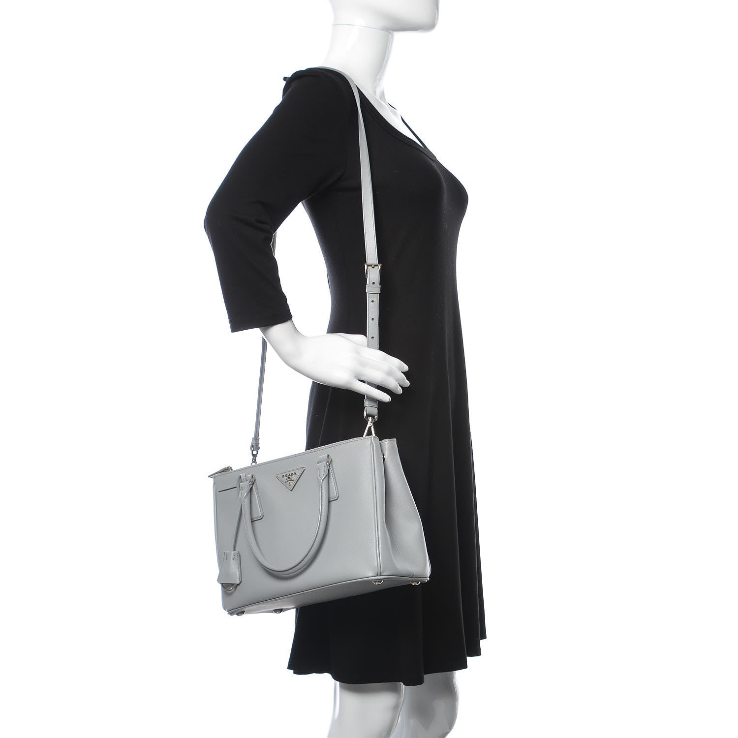 Prada Saffiano Small Galleria Double Zip Tote Granito 2 of 9