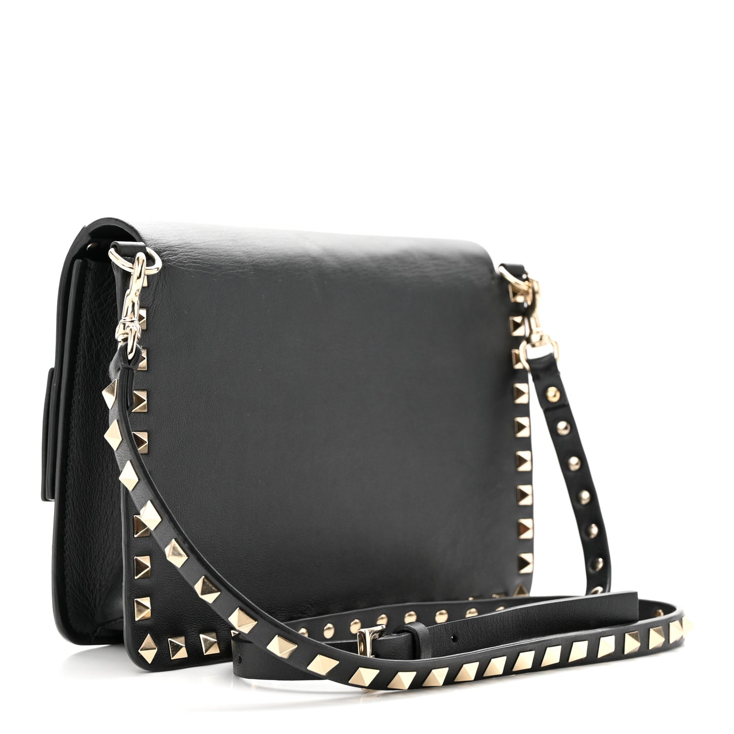 Vitello Rockstud Side Slip Crossbody Black