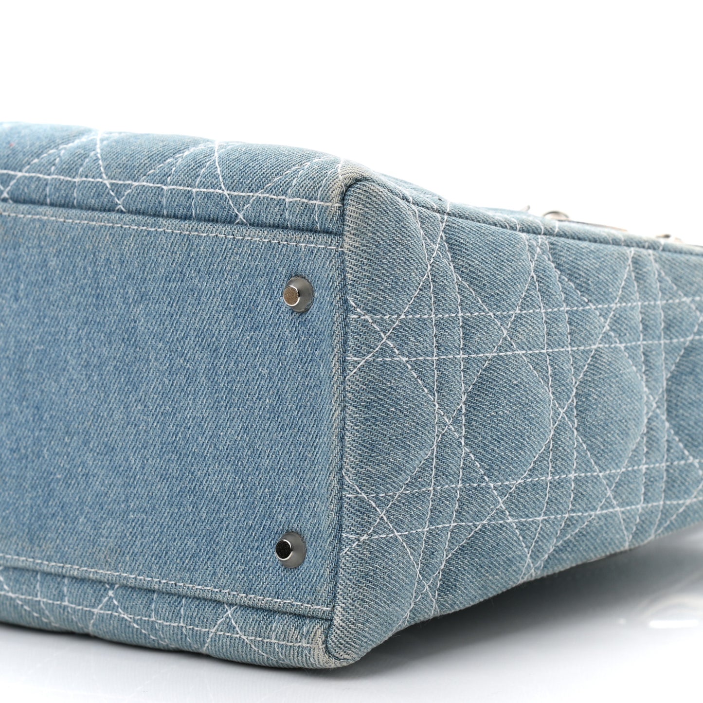 Denim Cannage Medium Lady Dior Light Blue